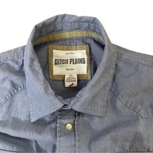 Ditch Plains Mens Blue Cotton Short‎ Sleeve Western Snap Front Shirt XL